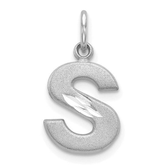 Jewelry Adviser Charms 14K White Gold Solid Satin Diamond-cut Initial I Charm 